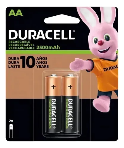 Pilha Recarregável Durcell Aa 2500 Mah Com 2 Unidades