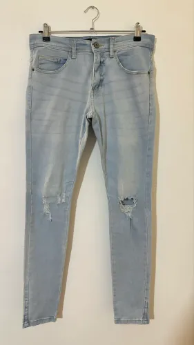 Calça jeans masculina super skinny azul clara renner tamanho 38