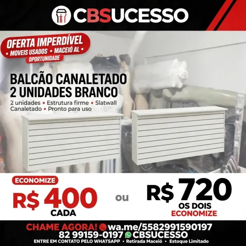 Balcão Canaletado Slatwall 2 Unidades Branco - R$400 Cada - Maceió