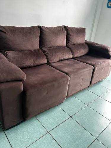 Sofá suede retrátil impecável macio e confortável entrego 