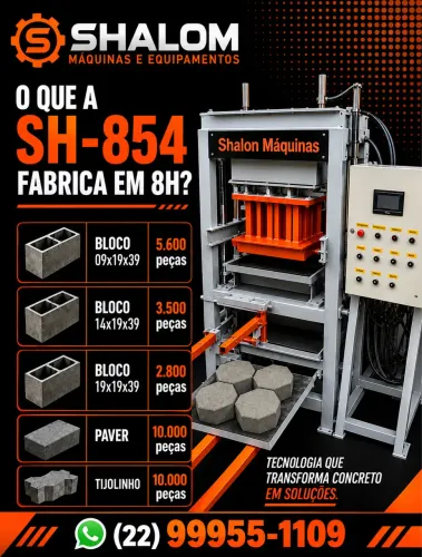 MÁQUINA SH-854 | FABRIQUE BLOCOS, PAVERS E TIJOLINHOS