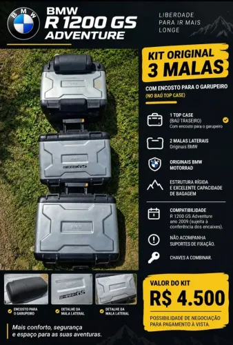 Kit 3 malas originais BMW R 1200 GS adventure + farol brinde.