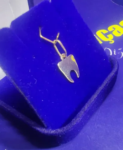 Pingente Dente Ouro 18 Kilates Peso 0.77 Grama 10 mm                                      