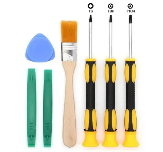 Kit chave torx tork T8 T6 T10 para abrir PS3 PS4 PS5 Xbox com espátulas e pincel 