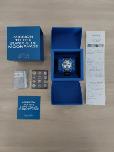relógio omega moonswatch mission to superblue moonphase