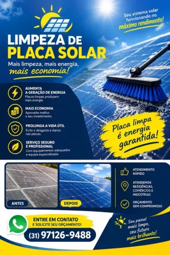 LIMPEZAS DE PLACAS SOLARES - MAIS EFICIÊNCIA, MAIS ECONOMIA ! 