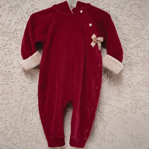 Macacão De Bebê Plush Com Capuz 6-9 Meses
