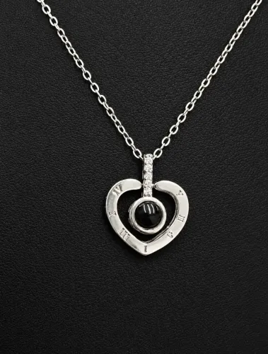COLAR FEMININO EM AÇO - REFLETOR EU TE AMO