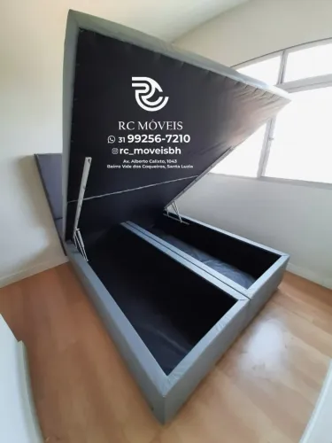 Cama box estruturada Baú Super King 1.93x2.03 Bipartido Blindado com Pistão a Gás - Montag