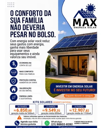 Energia Solar, instalação, manutenção e limpeza