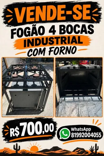 Fogão 4.bocas com forno, industrial