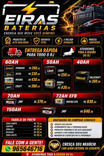 BATERIA 60AH/70AH/80/90/100/EFB/AGM- ENTREGA E INSTALAÇÃO RÁPIDA NO RIO DE JANEIRO