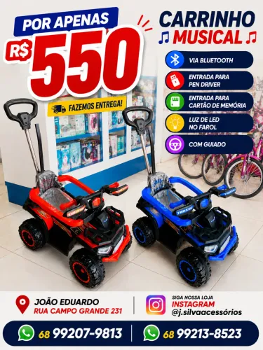 VENDE-SE CARRINHO PARA PASSEIO VIA BLUETOOTH MÚSICAL COM GUIADO
