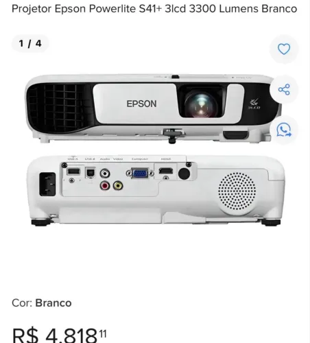 Projetor Epson S41+ Alta Resolução TOP TOP TOP