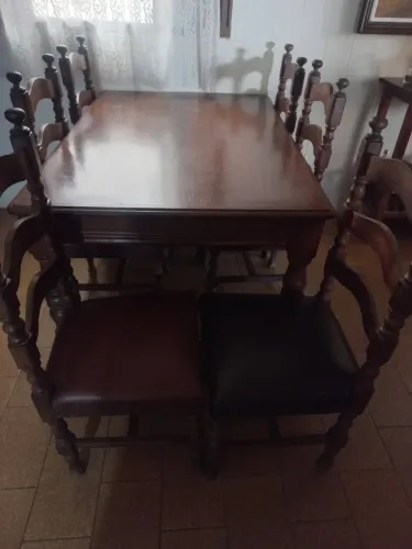 Mesa madeira antiga 6 cadeiras
