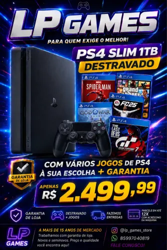 Ps4 slim 1tb Destravado com jogos a sua escolha GARANTIA DE LOJA MEGA OPORTUNIDADE