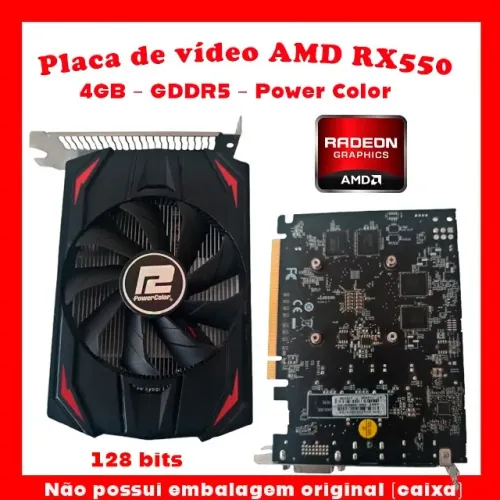 Placa de vídeo Power Color AMD Radeon RX 550 4gb 128 bits