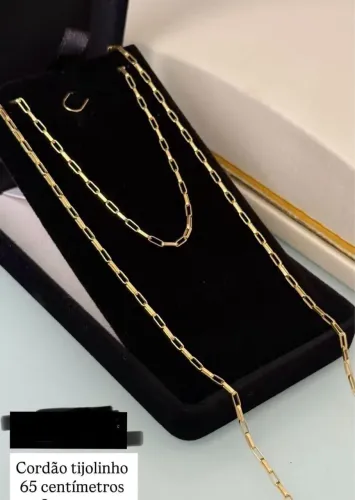 Cordão tijolinho em ouro 18