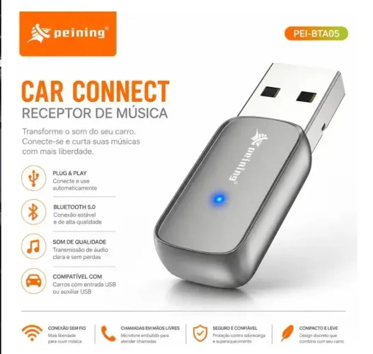 Adaptador Receptor Bluetooth Usb Som Automotivo Carro