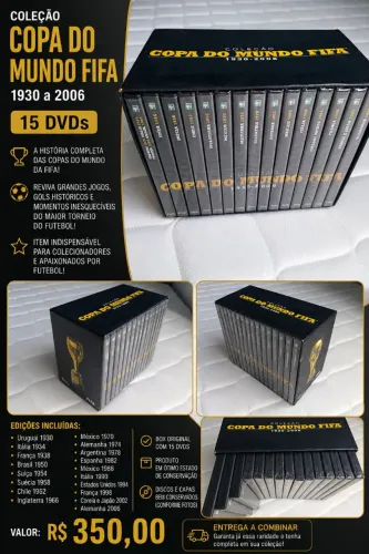 Box 15 dvds colecionador copa do mundo FIFA
