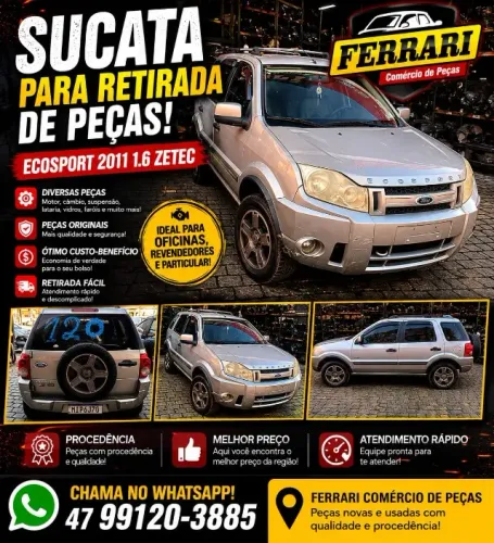 Sucata Ford Ecosport 2011 1.6 Zetec para retirada de peças