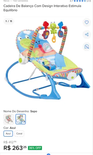 Cadeira de balanço elétrica bebê com vibração