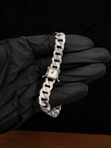 Pulseira prata 925 grume 10mm fecho gaveta garantia eterna + limpa prata de brinde 