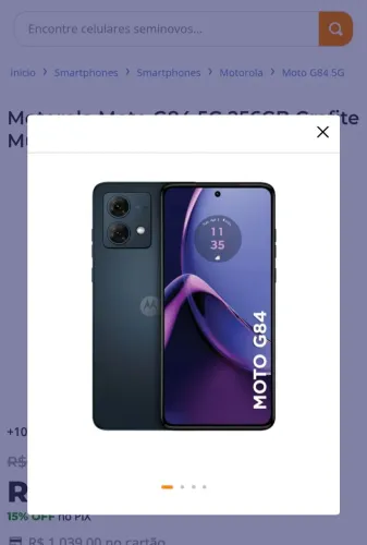 Moto G84 256 gigas 5G + 500 reais em outro aparelho