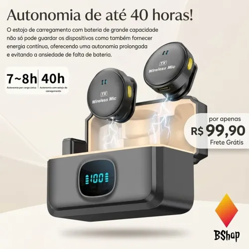 Microfone lapela sem fio