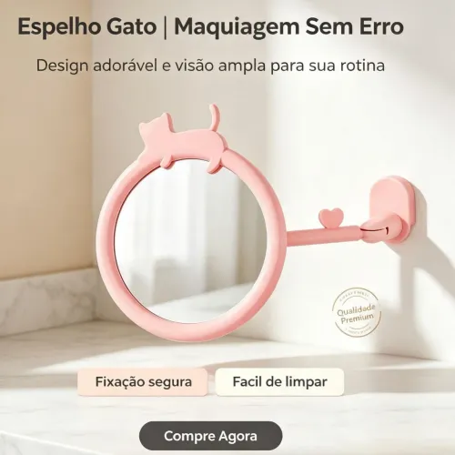 Espelho de Parede Articulado Redondo para Maquiagem Banheiro Quarto Decorativo Rosa e Bege