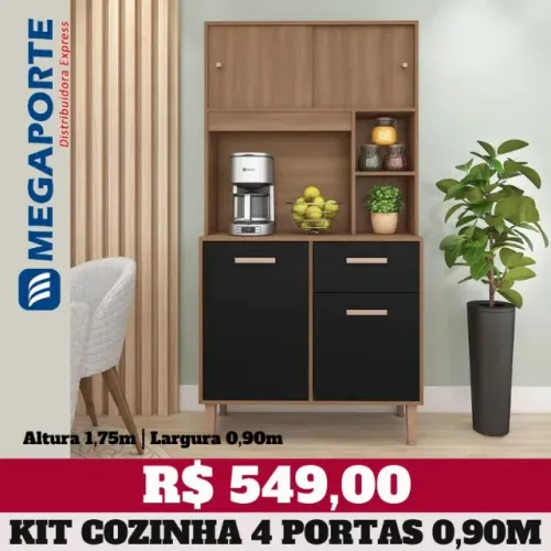 Armário de Cozinha Kit 4 Portas 1 Gaveta (Novo) Entrega Grátis!