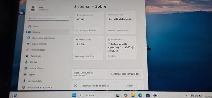 Notebook DELL 5420_512gb SSD