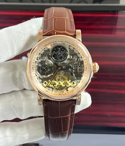 Relógio Patek Phillipe Geneve Esqueleto Automático Skeleton 40mm