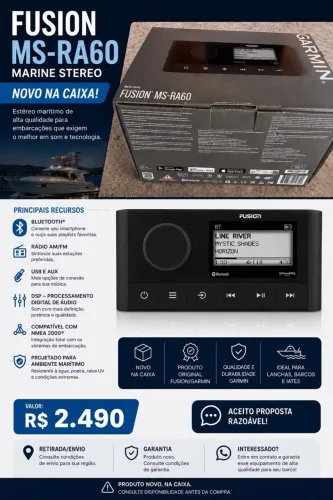? SOM NÁUTICO FUSION MS-RA60 GARMIN ? NOVO NA CAIXA!