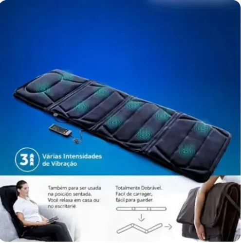 Colchonete de Massagem Vibratória Profissional Bivolt 15 Modos
