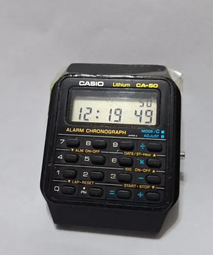 Relógio Casio Calculadora CA 50 Raro funcionando caixa ruim anos 80 japan Antigo 