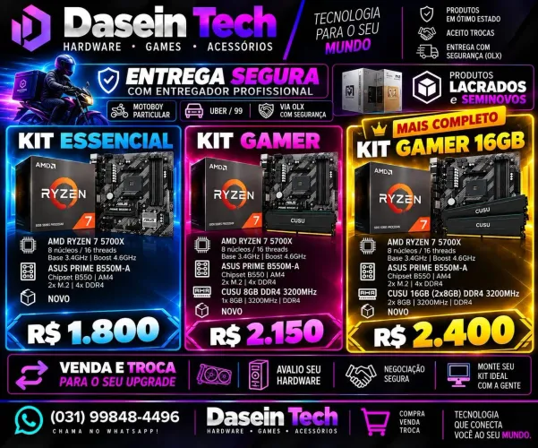 TROCA/VENDA/NOVOS - KIT 5700X+B550+2X8 DDR4 3200 MHZ