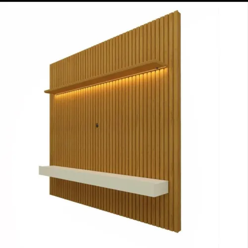 Rack com painel ripado madeira com led na caixa lacrado 