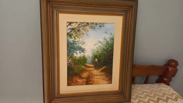 Quadro a óleo sobre tela. Paisagem. 60 X 68cm, original, artista mineira Stelita Salles.