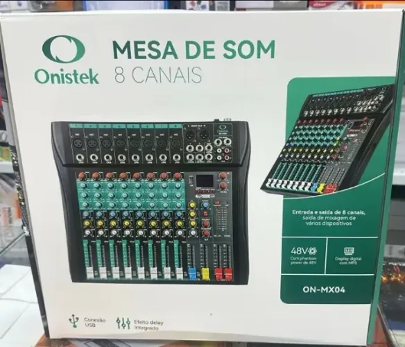 Mesa De Som Digital 8 Canais USB Bluetooth Com Efeitos Onistek
