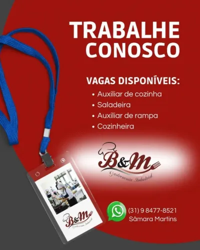 Contrata-se Auxiliar de Cozinha e Cozinheira(o) - Com Experiência