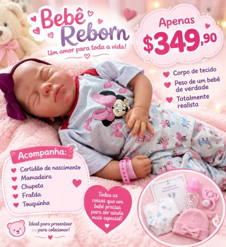Bebe reborn corpo tecido