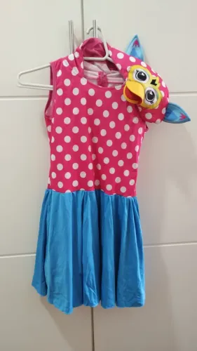 Fantasia Furby com capuz - tamanho G - 10 a 12 anos - Sulamericana