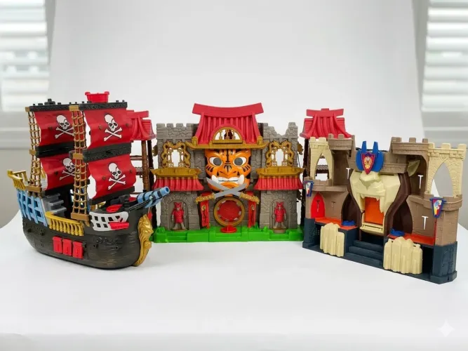 Kit Imaginext Original - Navio Pirata + 2 Castelos