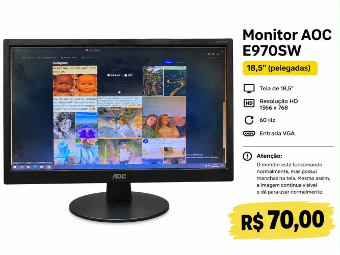 Monitor AOC 18.5 polegadas VGA