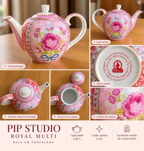 Bule Pip Studio Royal Multi 900ml - Impecável