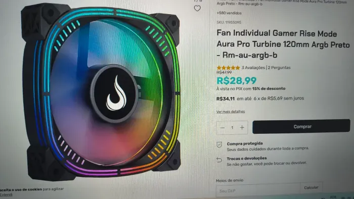 4x fan Aura pro turbine 120mm argb preto