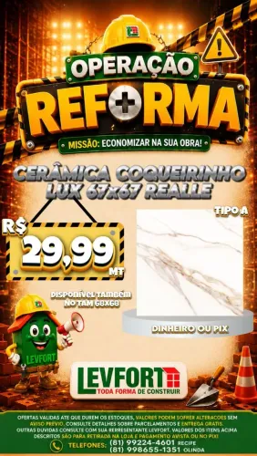 Cerâmica coqueirinho lux 67x67 realle mt 