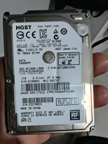 Hd Interno HGST 1TB 5400rpm Sata 3 2.5" Para Notebook