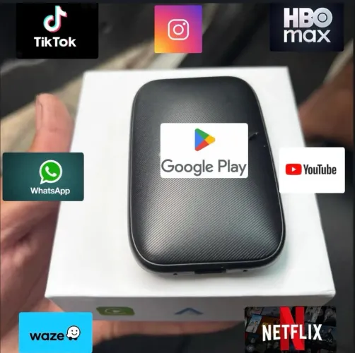 Carplay Sem Fio Adaptador Automático Android Auto Netflix e YouTube para multimídia 